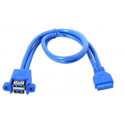 Internal USB 3.0 20pin to Dual USB 3.0 Female Cable - 50cm