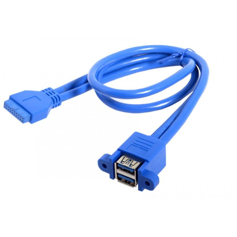 Intern USB 3.0 20pin til Dual USB 3.0 Hun-kabel - 50 cm