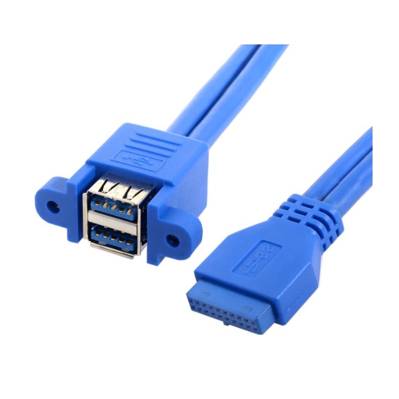 Intern USB 3.0 20pin til Dual USB 3.0 Hun-kabel - 50 cm