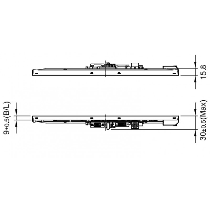 15" TFT open frame Panel 1600 nits, DVI-I (VGA), HDMI, DisplayPort,
