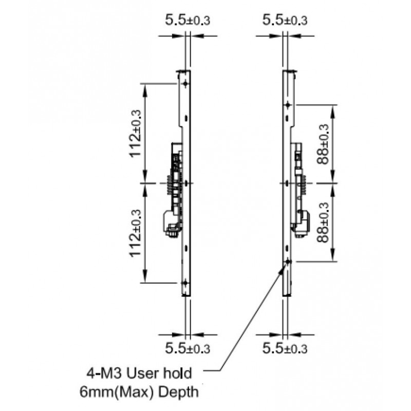 15" TFT åpen ramme Panel 1600 nits, DVI-I (VGA), HDMI, DisplayPort,