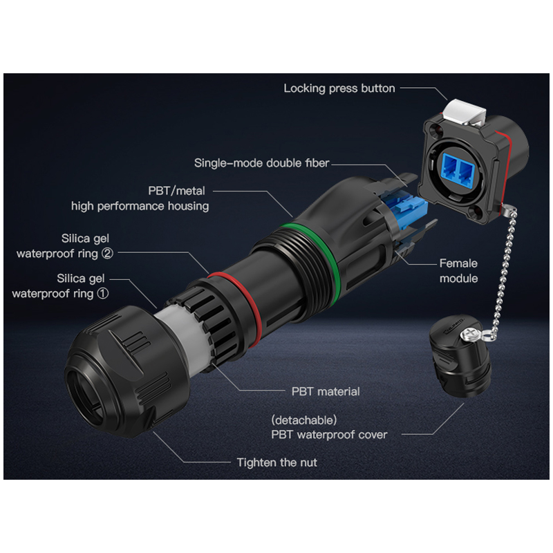 Waterproof chassis / panel fiber passage jack with LC / LC Single mode