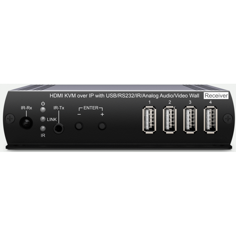 4K@30Hz 4:4:4 HDMI KVM receiver of HDMI video over IP / point to point with RJ45. PoE.