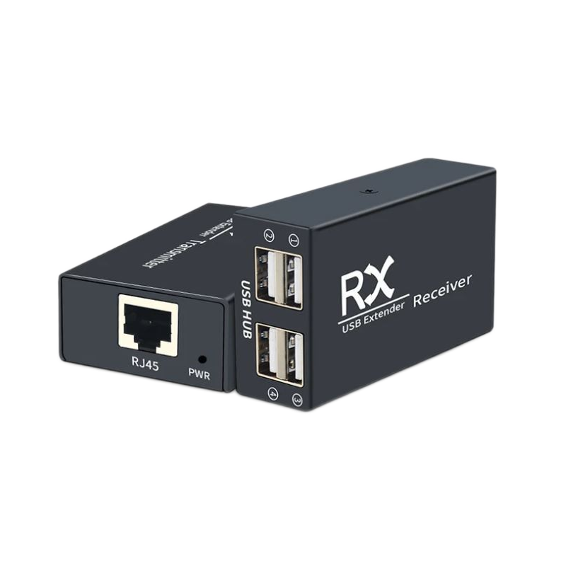 4 Port USB2.0, extender, 120 meters, extender over RJ45 patch cable. Stable 5VDC on USB port