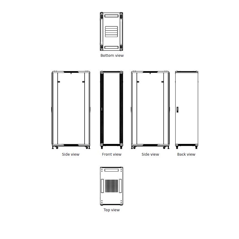 22U 19" rack cabinet with glass door and lock