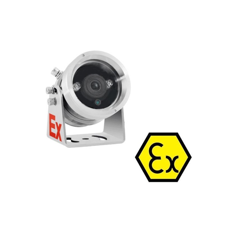 2MP ATEX Zone 1 and 2 CLASS IIC IP Bullet camera in 304 steel housing, IP66, 4mm lens. IR. PoE and 12VDC
