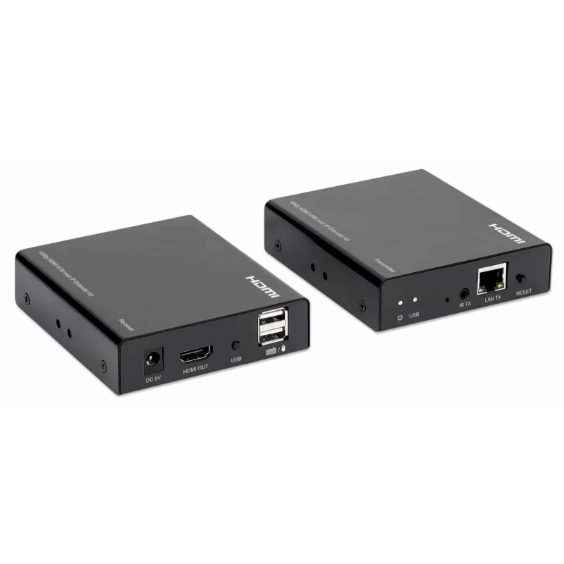 HDMI KVM extender 120 meter fra Cat 6a / 7 RJ45-kabel, over LAN, IR, USB