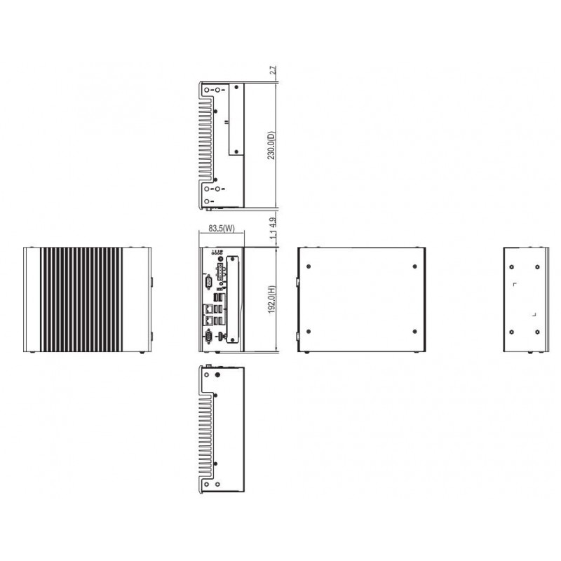 Industrial PC i3, i5,i7 fanless, for DIN rail mounting, VGA, HDMI, Isolated RS232,422,485