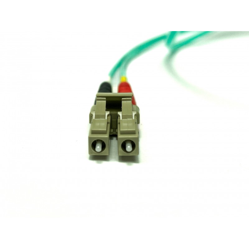 Angled, Fiber Cable, Multi mode, LC-LC, 1m, 50 / 125my, OM3, Aqua, LSZH, Duplex