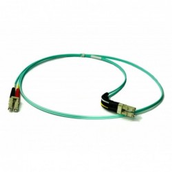 Angled fiber cable. Multi mode, LC-LC, 0.5m, 50 / 125my, OM3, Aqua, LSZH