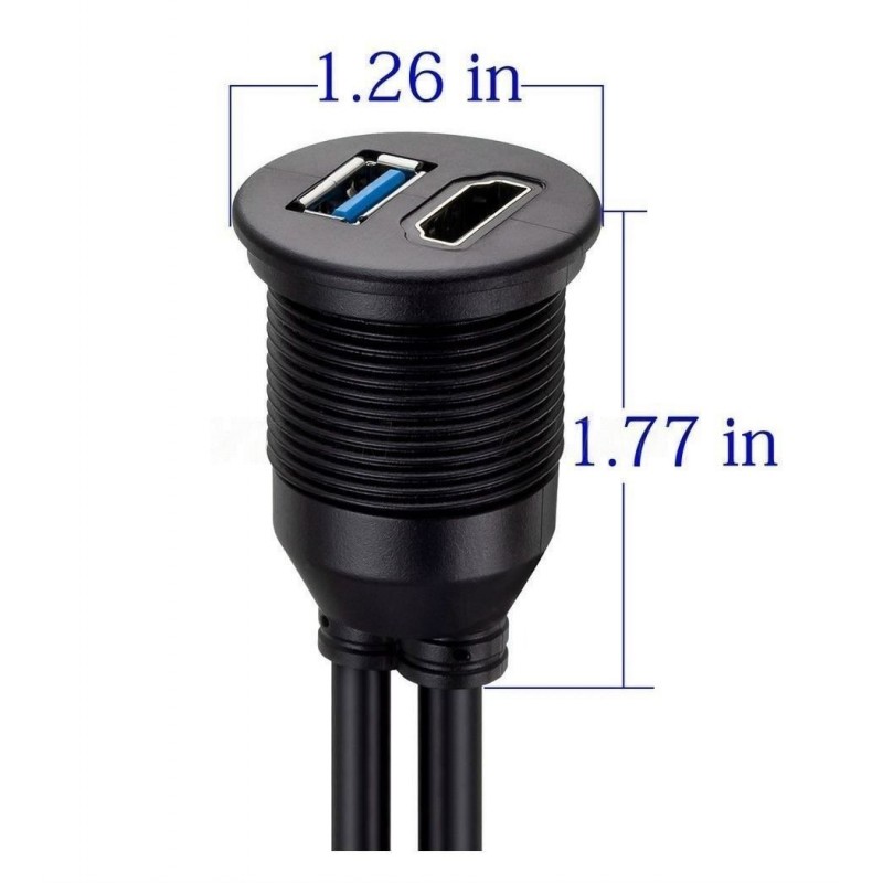 HDMI & USB 3.0 panelforlenger - 1 meter