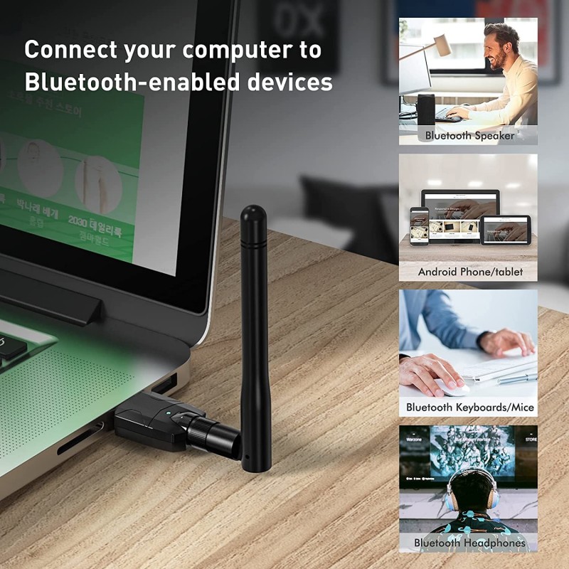 Lang rekkevidde 100M Bluetooth dongle via USB med ekstern antenne