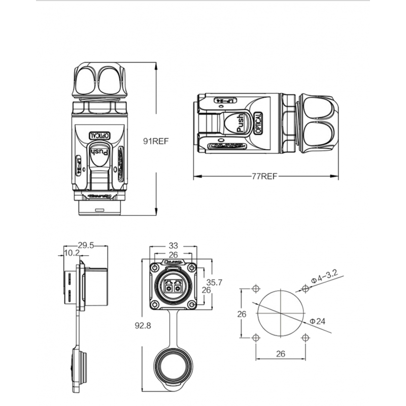 Vanntett IP67 skott / panel gjennomgå kontakter og kabelkontakter