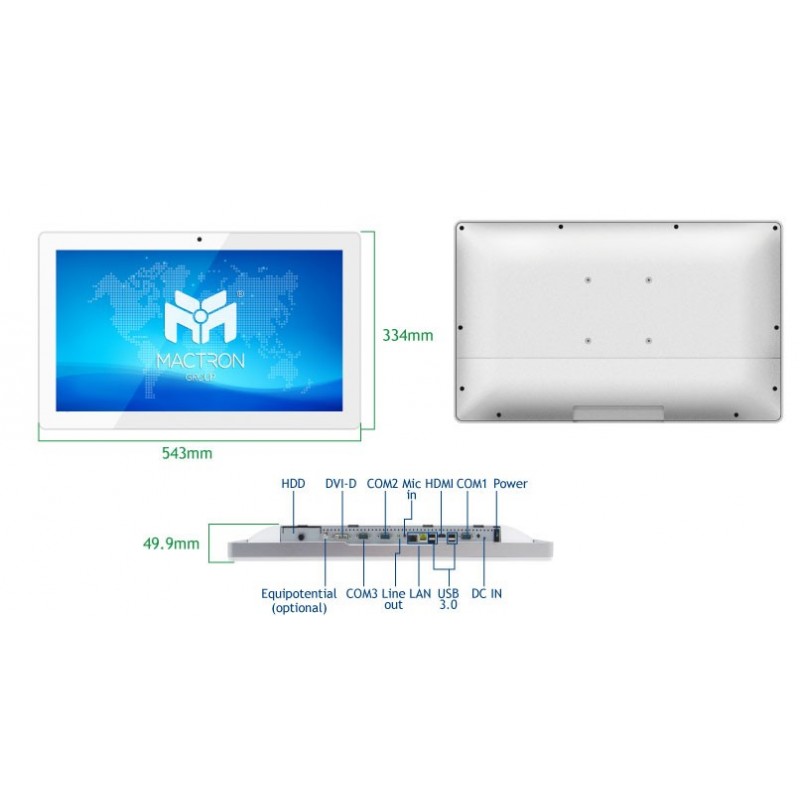 21,5" medisinsk panel PC i3,i5,i7, Celeron, legeattest, antibakteriell, touch