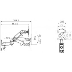 Full Motion Arm Wall Bracket for 17-27 TVs/Monitors, VESA 75/100mm
