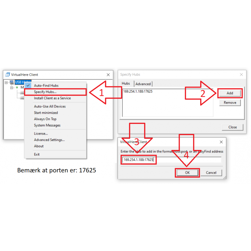 4-porters virtuell usb-server for Wi-Fi