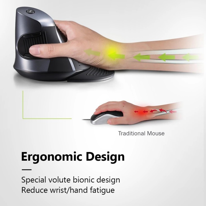 Ergonomic wireless USB mouse - Avoid pain in the shoulder and back