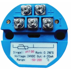 Pt100 transmitter - 2 or 3 conductor, 4-20mA output. Temperature from -50 to 150°C