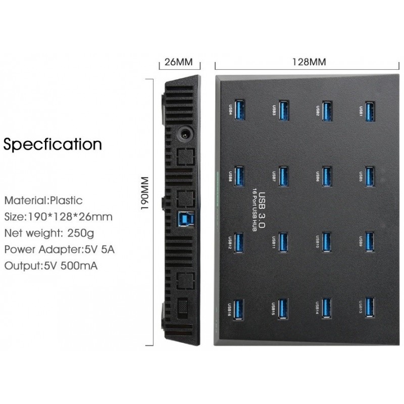 16-port USB 3.0 HUB good for duplicating multiple storage media
