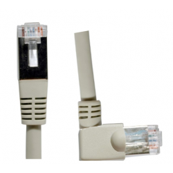 Gray network cable with 90º left angle plug, 1.0 meter