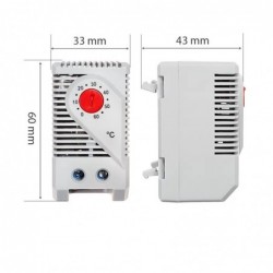 Cabinet Thermostat for DIN rail mount 0 → +60 °C, NC normally Closed, 120Vac 230Vac Temprature control