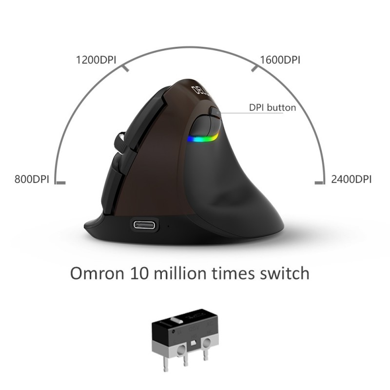 Ergonomisk mus med 6 knapper