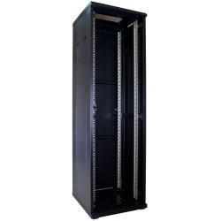 42U Rackskap 60x60x200cm Perforert front- og bakdør Komplett, Sort