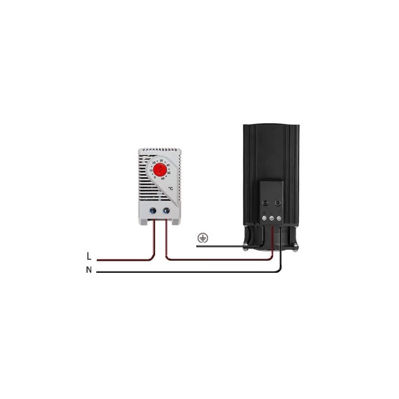 300 Watt PCT varmeelement med vifte. DIN-brakett. 110 - 240VAC.