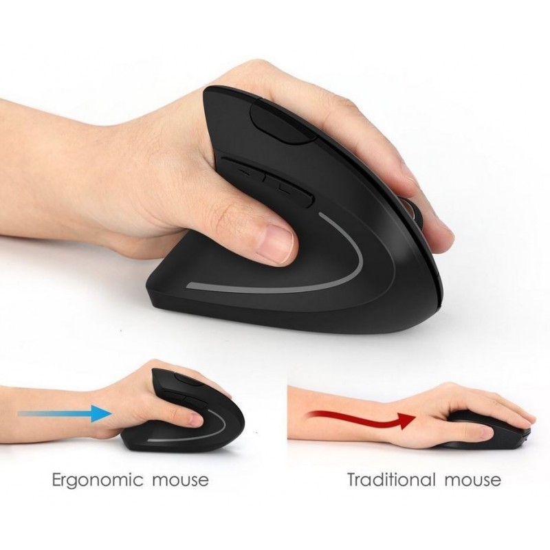 Ergonomic Wireless Mouse for Left Hand 6 Buttons USB