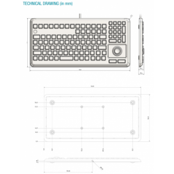 IP68 VESA Mini USB Keyboard with trackball mouse industrial, medical, laboratory Cleaning with alcohol, acetone etc.