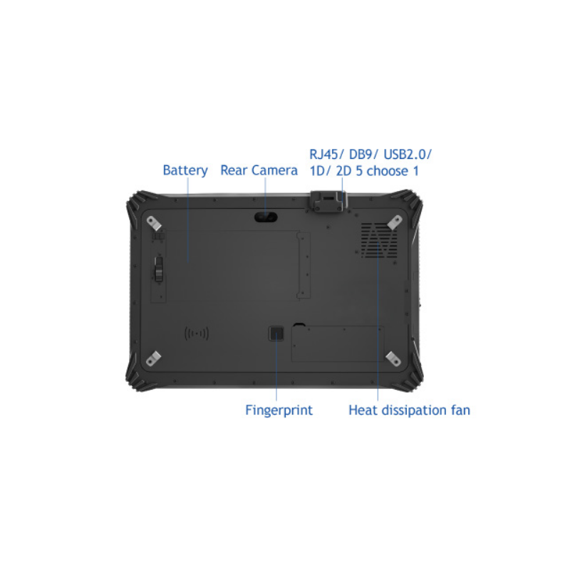Robust IP65 industrinettbrett med Intel i5, Windows 11, front- og bakkamera, NXP, NFC, WLAN og Bluetooth