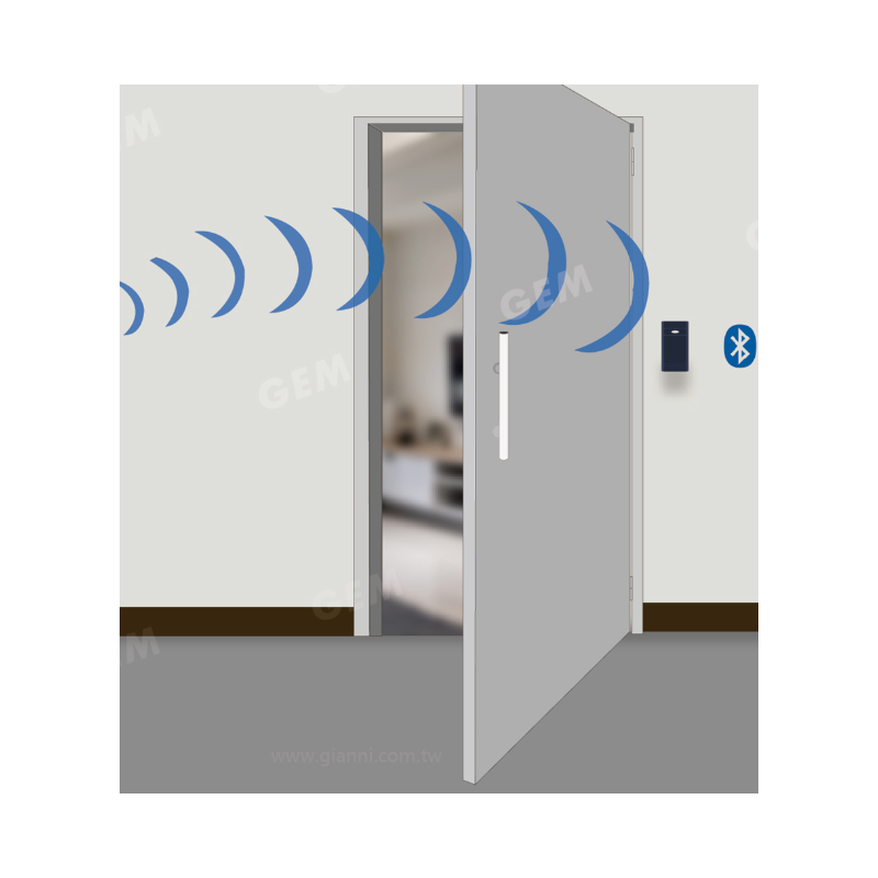 Adgangskontrollkontroll av elektrisk dørlås via Bluetooth, med RFID-leser. 200 brukere