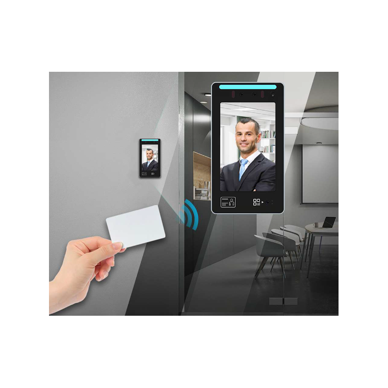 AI Face recognition terminal. Smart facial recognition, ID and temperature alarm access system.