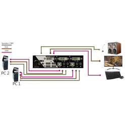 2 port KVM switch, 1 x DVI, USB, audio (Dual Link DVI), 2560 x 1600, USB-HID, EDID copy
