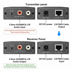 Long-range Audio Extender: RJ45, RCA/3.5mm, Point-to-Point up to 450M