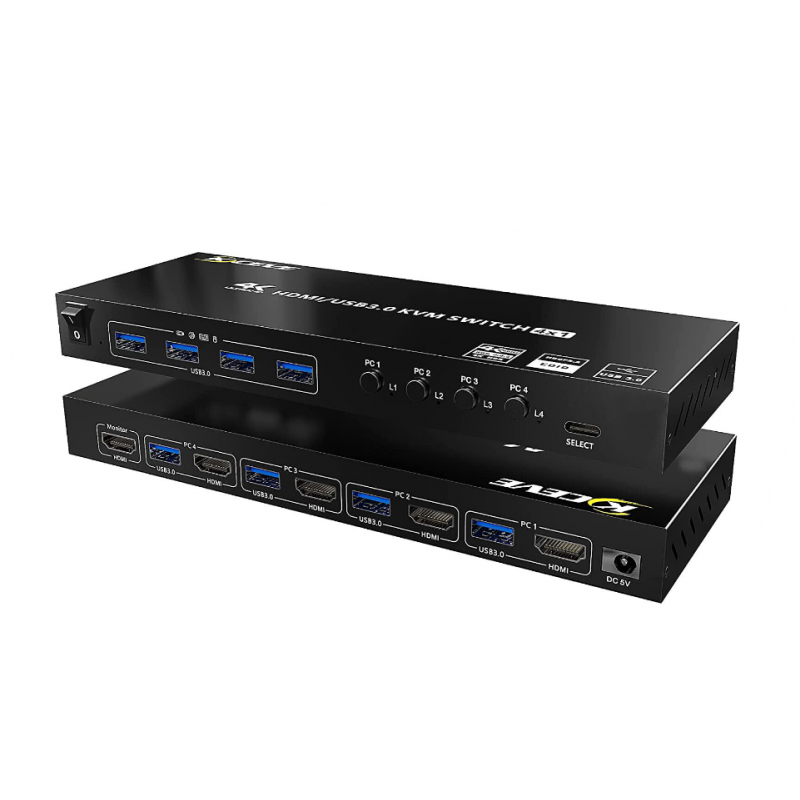 4-Port HDMI KVM Switch with USB 3.0, 4K@60Hz Support