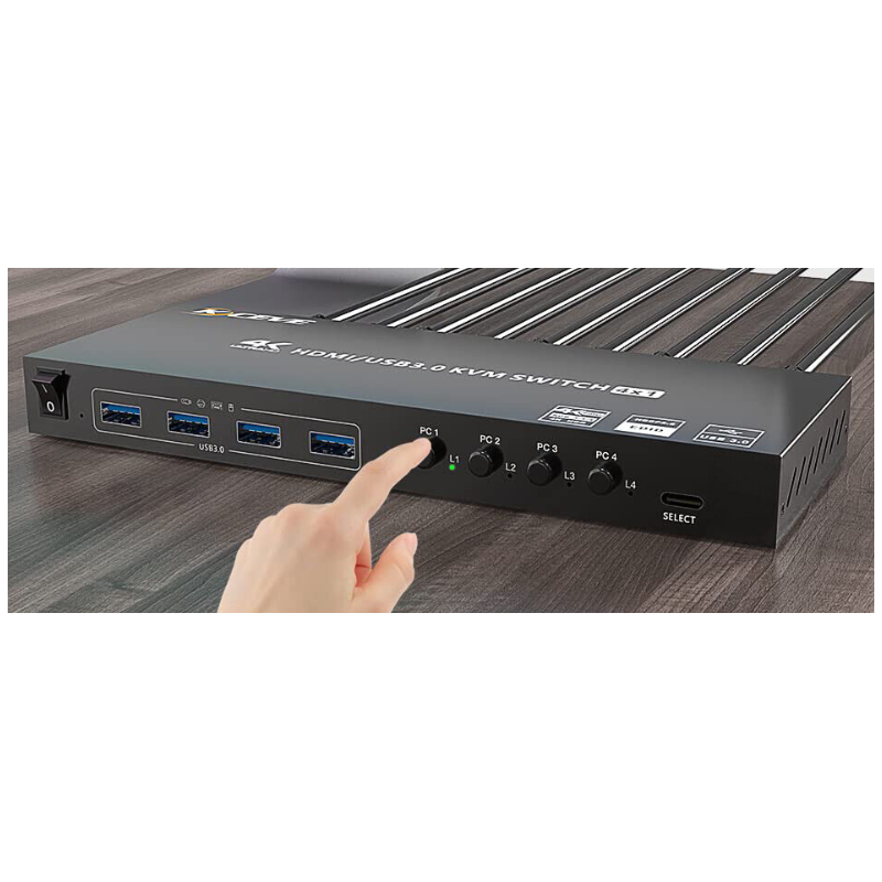 4-ports HDMI KVM-svitsj med USB 3.0, 4K@60Hz-støtte