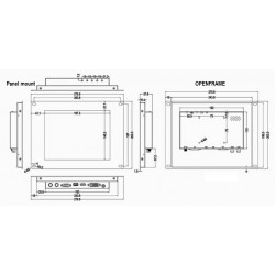 Pamel Mount Open Frame 9.7" TFT Touch screen HDMI, VGA, DVI, Composite 4:3
