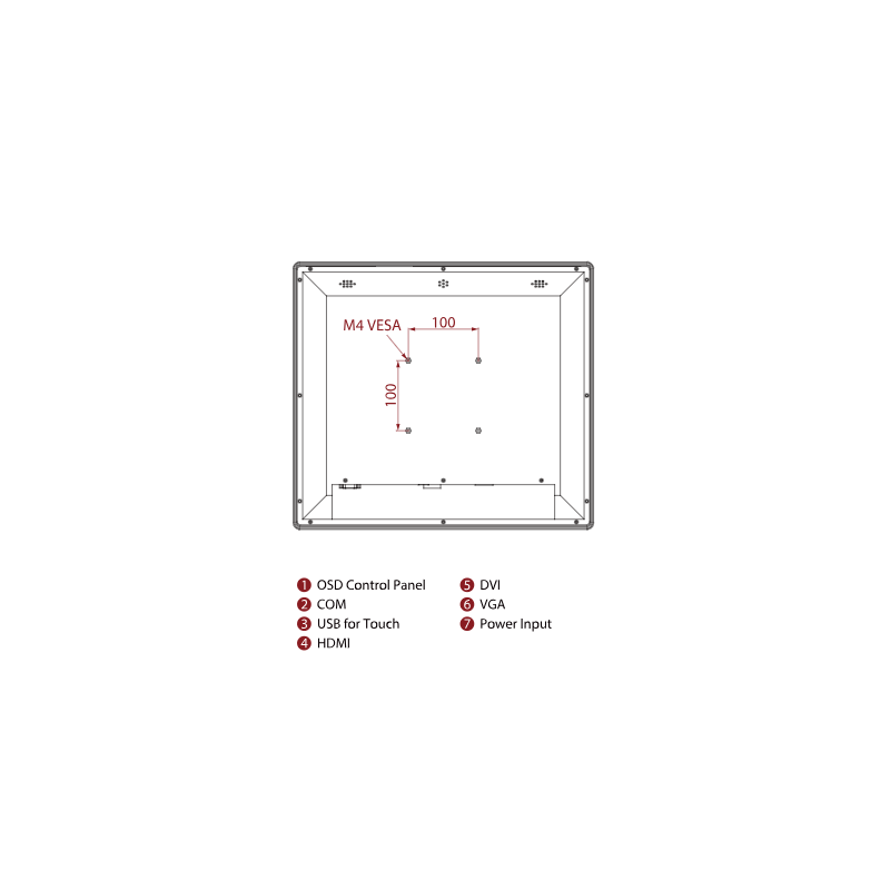 19 Marine-godkjent panelmonitor - DNVGL-CG-0339 IP66 Touch