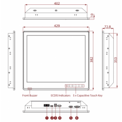 19" i5 ECDIS DNVGL-CG-0339, IACS E10 Marine approved Panel PC