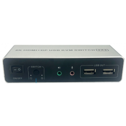 2 Port 4K@60Hz Dual Head HDMI and DisplayPort KVM Switch, 3840 x 2160 60Hz, USB2.0