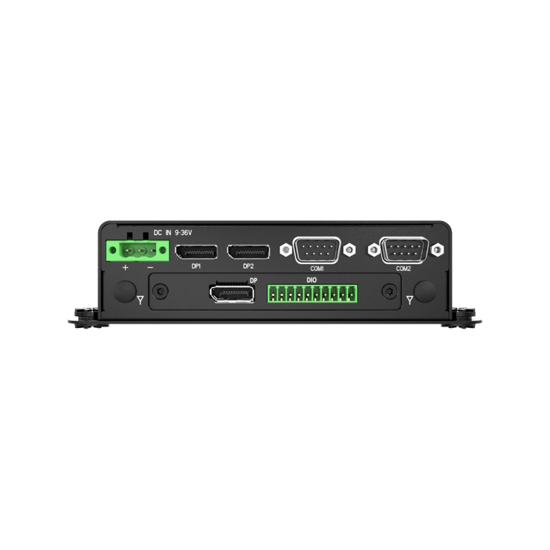 Vifteløs Embedded PC UL-godkjent sertifisert Celeron PC SIM, RS232,TPM 2.0, 2xDP Dual display