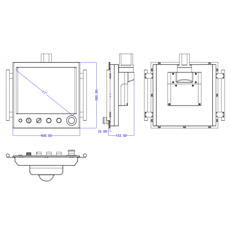 Robust 17" HMI, Panel PC med berøringsskjerm IP65 med kontrollknapper og strømbryter på fronten