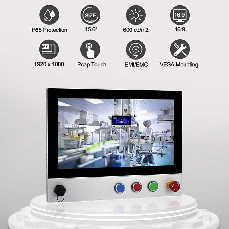 High-performance Panel PC with 15.6" touch screen IP65 full, Intel 8th Gen i3-8145U, 2.1GHz