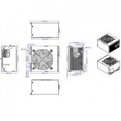 ATX PSU Power supply 1200W, P4, PCIE, SATA cables for ATX