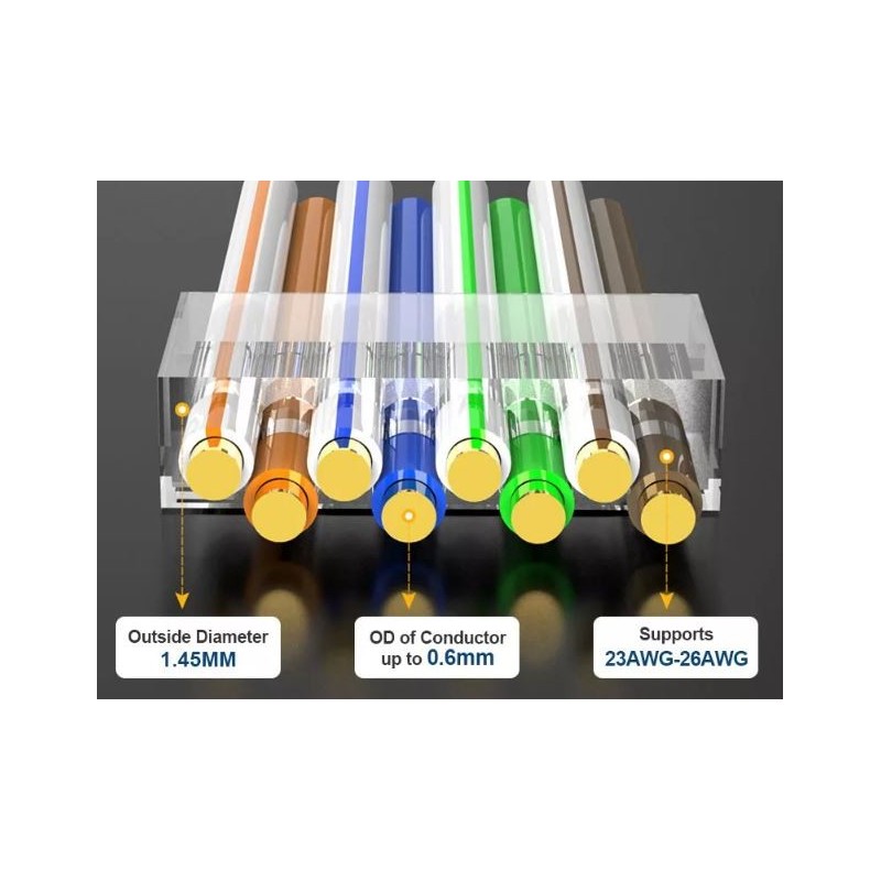 Nettverksklar RJ45-plugg med gjennomgang kat.8 7 6a skjermet STP Gullbelagt kvalitet