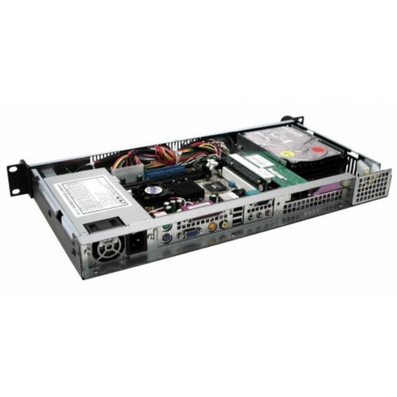 1U 19" Rackmount chassis MINI-ATX ½ depth BLACK