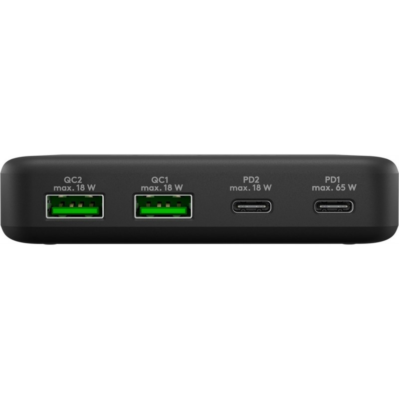 USB-C™ PD GaN multiport bordlader (65 W) svart 2x USB-C, 2x USB-A-porter