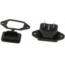 Waterproof 3 pin C14 IEC plug for panel mounting with waterproof PVC cover