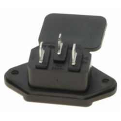 Waterproof 3 pin C14 IEC plug for panel mounting with waterproof PVC cover